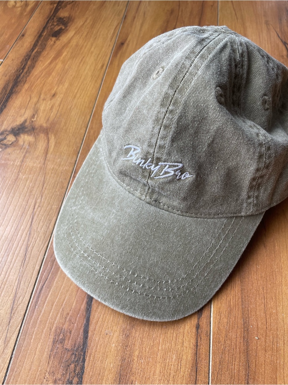 Washed Olive Canvas Toddler Dad Hat with White Script Logo